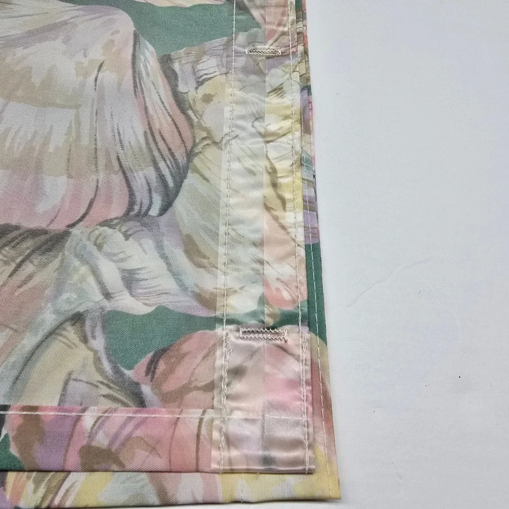 Vintage 90s Y2K Shell Shower Curtain 69wx72L Green Pink Grandma Coastal USA